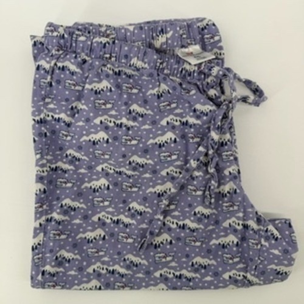 Vineyard Vines Womens XXS Lavender Winter Mountain Whale Flannel Pajama Pants